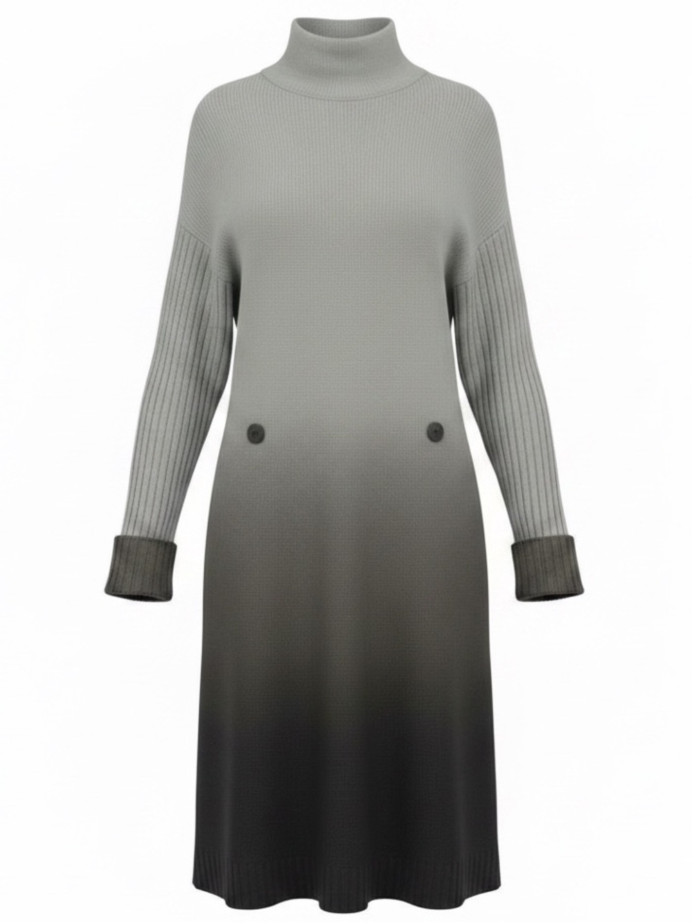 To The Max Ombre Mock Neck Sweater Dress - Pewter Gray - Size L